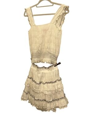 Scotch & Soda Summer Edition white black ruffle trim skirt top outfit M/L